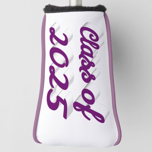 Klasse van 2025 paarse script afstuderen golfheadcover (Draai 90)