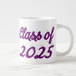Klasse van 2025 paarse script afstuderen grote koffiekop