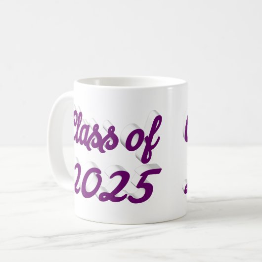 Klasse van 2025 paarse script afstuderen koffiemok (Voorkant links)