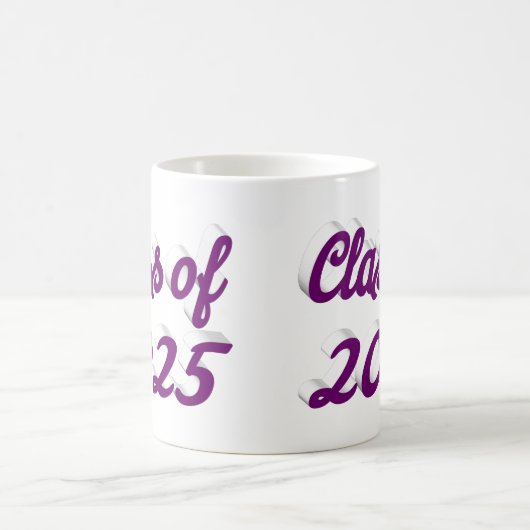 Klasse van 2025 paarse script afstuderen koffiemok (Center)