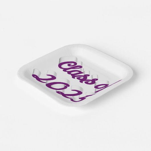 Klasse van 2025 paarse script afstuderen papieren bordje (Gebogen)