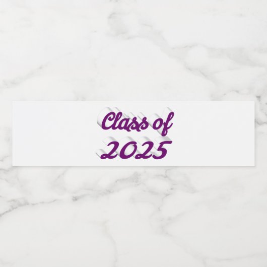 Klasse van 2025 paarse script afstuderen waterfles etiket (Enkel label)