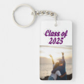 Klasse van 2025 paarse tekst afstuderen foto sleutelhanger (Voorkant)
