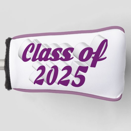 Klasse van 2025 paarse tekst afstuderen golfheadcover (Voorkant)