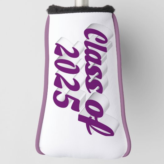Klasse van 2025 paarse tekst afstuderen golfheadcover (Draai 90)