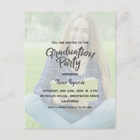 Klasse van 2025 Photo Afstuderen Mini Invitation Informatiekaartje (Achterkant)