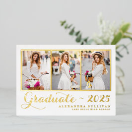 Klasse van 2025 Photo Collage Afstuderen Folie Uitnodiging