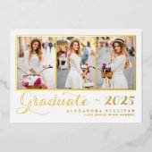 Klasse van 2025 Photo Collage Afstuderen Folie Uitnodiging (Voorkant)