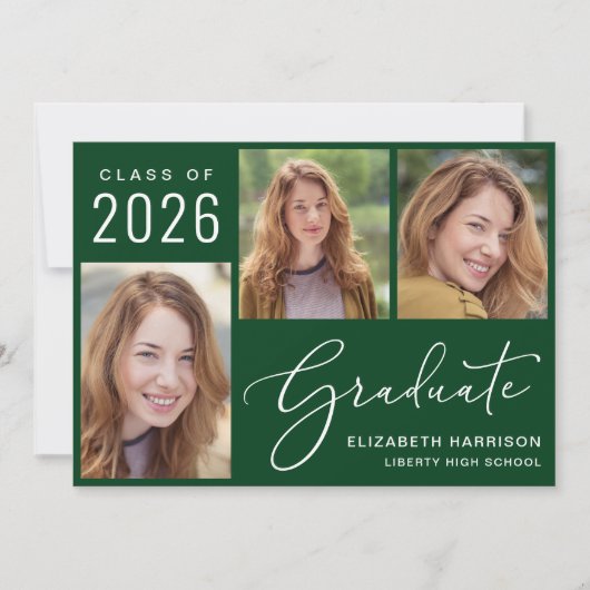 Klasse van 2025 Photo Script Green Afstuderen Aankondiging (Voorkant)