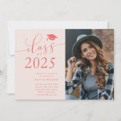 Klasse van 2025 Pink Graduation Party Foto Kaart (Voorkant)