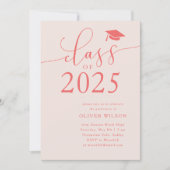 Klasse van 2025 Pink Graduation Party Kaart (Voorkant)
