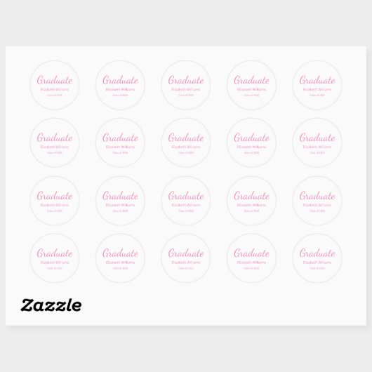Klasse van 2025 Pink Script-Afstuderen Ronde Sticker (Vel)