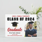 Klasse van 2025 Red Afstuderen Modern Graduation P Aankondiging (Staand voorkant)