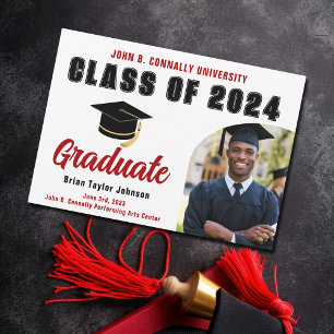 Klasse van 2025 Red Afstuderen Modern Graduation P Aankondiging