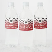 Klasse van 2025 Red Black Zigzags Afstuderen Waterfles Etiket (Flessen)