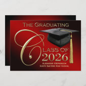 Klasse van 2025 Red Gold Afstuderen Kaart (Voorkant / Achterkant)