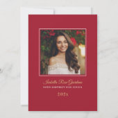 Klasse van 2025 Red Gold Graduation Party Foto Kaart (Achterkant)