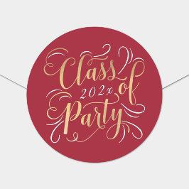 Klasse van 2025 Red Gold Graduation Party Foto Ronde Sticker