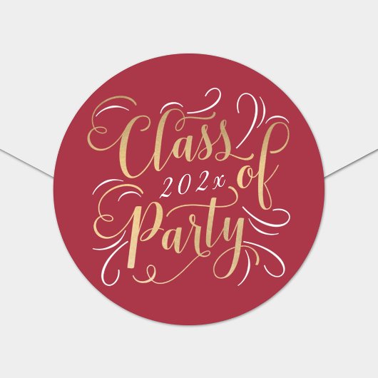 Klasse van 2025 Red Gold Graduation Party Foto Ronde Sticker