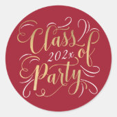 Klasse van 2025 Red Gold Graduation Party Foto Ronde Sticker (Voorkant)