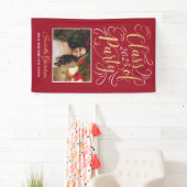 Klasse van 2025 Red Gold Graduation Party Foto Spandoek (Insitu)