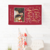 Klasse van 2025 Red Gold Graduation Party Foto Spandoek (Insitu)