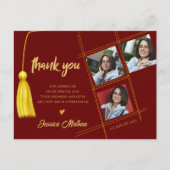 Klasse van 2025 Red Multi Photo Afstuderen Bedankt Briefkaart (Voorkant)