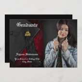 Klasse van 2025 Red Tassel Dignified Afstuderen Kaart (Voorkant / Achterkant)