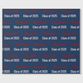 Klasse van 2025 Red White en Blue Graduate's Name Cadeaupapier (Vlak)