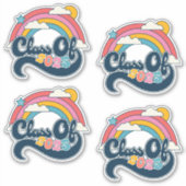 Klasse van 2025 Regenboog Retro Stickers Set van 4 (Voorkant)