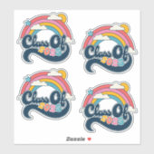 Klasse van 2025 Regenboog Retro Stickers Set van 4 (Vel)