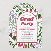 Klasse van 2025 retro bloemen Afstuderen gebogen Kaart (Voorkant / Achterkant)