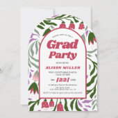 Klasse van 2025 retro bloemen Afstuderen gebogen Kaart (Voorkant)