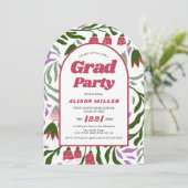 Klasse van 2025 retro bloemen Afstuderen gebogen Kaart (Staand voorkant)