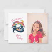 Klasse van 2025 Retro Rainbow Pink Afstuderen Bedankkaart (Voorkant)