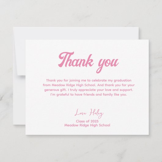 Klasse van 2025 Retro Rainbow Pink Afstuderen Bedankkaart (Achterkant)