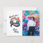 Klasse van 2025 Retro Regenboog Kleurrijk Afstuder Bedankkaart (Voorkant)