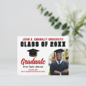Klasse van 2025 Rode Afstuderen Custom Graduation  Briefkaart (Staand voorkant)