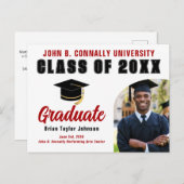 Klasse van 2025 Rode Afstuderen Custom Graduation  Briefkaart (Voorkant / Achterkant)