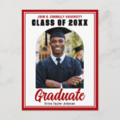 Klasse van 2025 Rode Afstuderen Foto Modern Afstud Briefkaart (Voorkant)