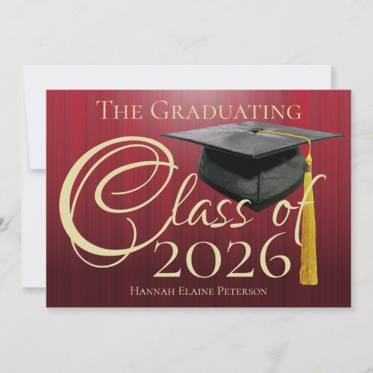 Klasse van 2025 Rode Afstuderen Kaart (Voorkant)