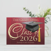 Klasse van 2025 Rode Afstuderen Kaart (Staand voorkant)