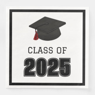 Klasse van 2025 Rode en Zwarte Tassel Servet