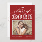 Klasse van 2025 Rode Foto Afstuderen Kaart (Voorkant / Achterkant)