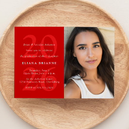 Klasse van 2025 rode klassieke foto afstudeerfeest kaart