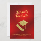 Klasse van 2025 Rood en Goud Foto Afstuderen Aankondiging (Achterkant)