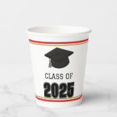 Klasse van 2025 rood en goud papieren bekers (Achterkant)