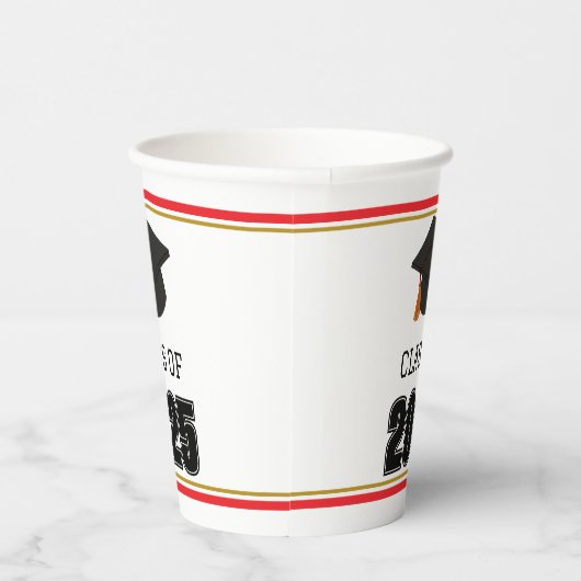 Klasse van 2025 rood en goud papieren bekers (Rechts)