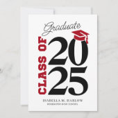 Klasse van 2025 rood en zwart Afstuderen Aankondiging (Voorkant)