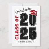 Klasse van 2025 rood en zwart Afstuderen Kaart (Voorkant)